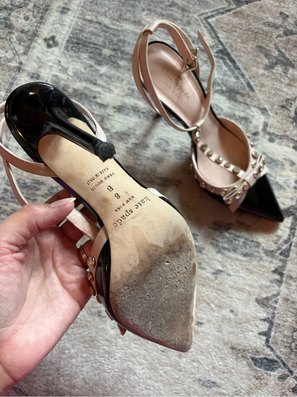 kate spade patent cream spade